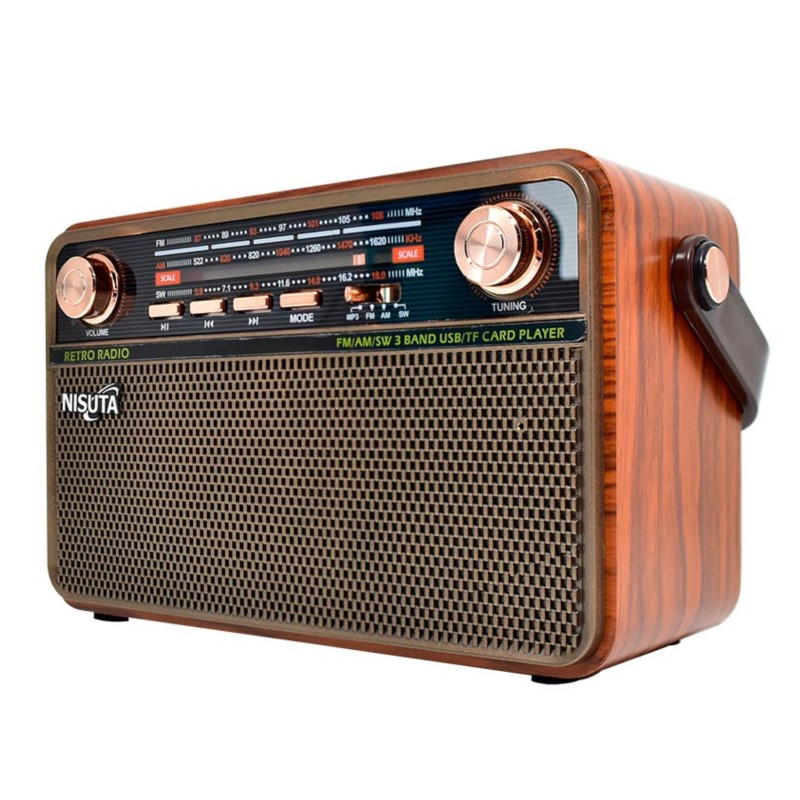 Parlante bluetooth NISUTA NSRV21 radio vintage portátil 5W marrón