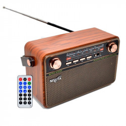 Parlante bluetooth NISUTA NSRV21 radio vintage portátil 5W marrón
