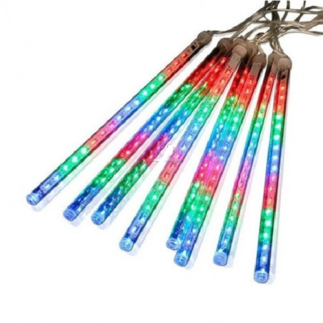 Luz de navidad meteoro led multicolor guirnalda de 3 metros 8 tubos