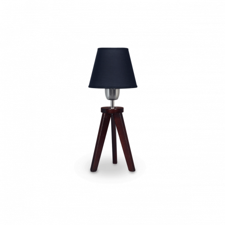 Lampara de mesa CARILUX 1131W madera de pino wengue pantalla de lino H38cms