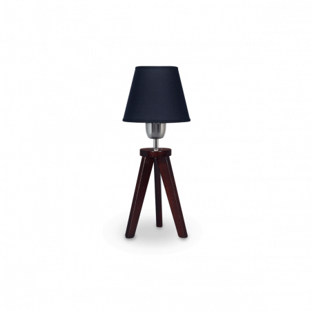 Lámpara de mesa CARILUX madera de pino wengue pantalla de lino