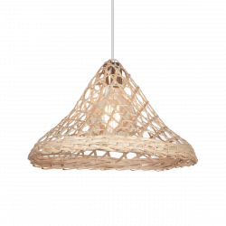 Colgante campana CARILUX para 1 luz E27 gorro chino mimbre 40cm