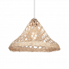 Colgante campana CARILUX para 1 luz E27 gorro chino mimbre 40cm