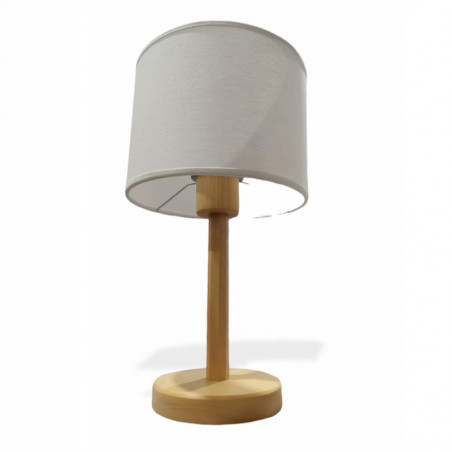 Lámpara de mesa CARILUX Nordica E27 madera natural con pantalla de lino
