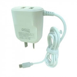 Cargador viajero PRO21 P-31 Micro USB + 2 USB blanco con cargador