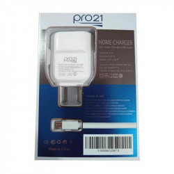 Cargador viajero PRO21 P-31 Micro USB + 2 USB blanco con cargador