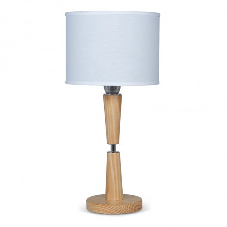 Lámpara de mesa CARILUX N1 E27 madera natural con pantalla de lino