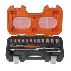 Set de bocallaves BAHCO S160A de 1/4'' 16 piezas con caja de pvc naranja negro