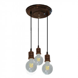Colgante FERROLUX VINTAGE para 3 luces E27 base redonda cobre