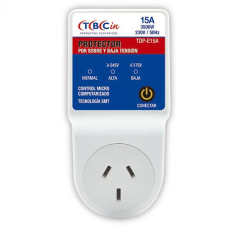 Protector de tensión enchufable TBCin TDP-E15A 15A 3500W 230v-50hz (175-245)