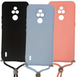 Protector de silicona para MOTOROLA E7 con correa colores varios