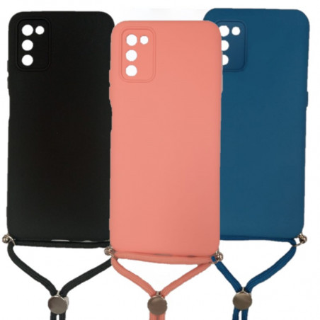 Protector de silicona para SAMSUNG A03S con correa colores varios