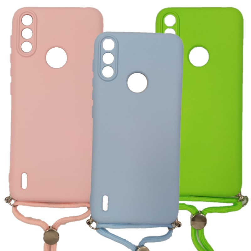 Protector de silicona para MOTOROLA E7 POWER con correa colores varios