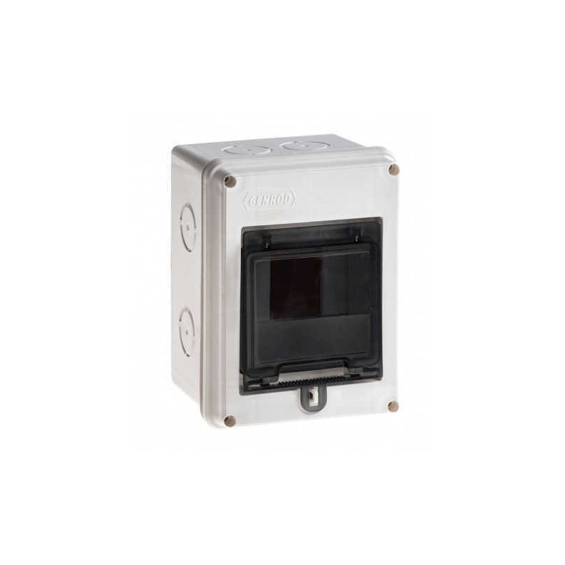 Caja para térmicas SISTELECTRIC de PVC 4 módulos para pilar IP65 con puerta fume blanco