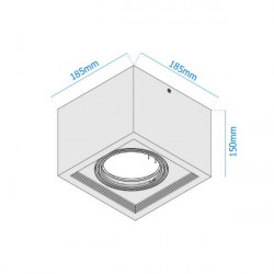 Plafón MACROLED cardanico cuadrado para 1 luz GU10 AR111 sin zocalo negro