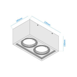 Plafón MACROLED APCAR-X2-CN cardánico para AR111 GU10 sin zócalo 2 luces negro