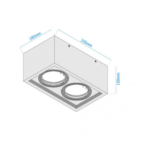 Plafón MACROLED APCAR-X2-CN cardánico para AR111 GU10 sin zócalo 2 luces negro
