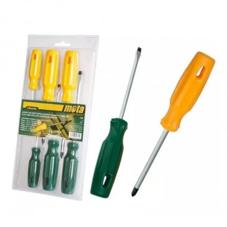 Set de Destornilladores MOTA 6PZAS 6 piezas puntas planas y philips