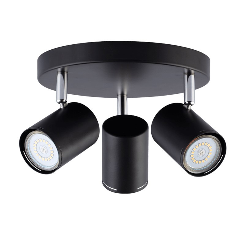 Aplique MARKAS HAFDIS plato para 3 luces GU10 negro cromo Aplique MARKAS HAFDIS plato para 3 luces GU10 negro cromo