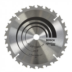 Disco BOSCH 2608640846 para sierra circular 7 1/4 184mm. 24 dientes madera