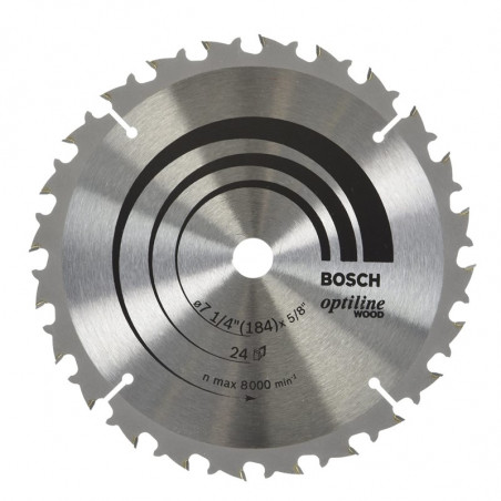 Disco BOSCH 2608640846 para sierra circular 7 1/4 184mm. 24 dientes madera