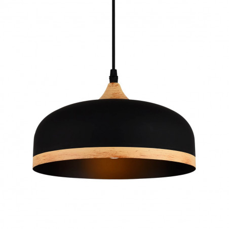 Colgante CARILUX C12 para 1 luz E27 de madera/metal negro