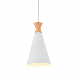 Colgante CARILUX c19 para 1 luz E27 de metal/madera blanco