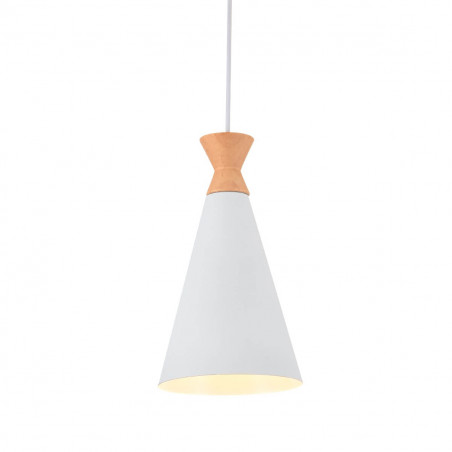 Colgante CARILUX c19 para 1 luz E27 de metal/madera blanco
