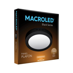 Plafón led MACROLED NPR18WW circular 18w 3000k 1620lm luz cálida negro