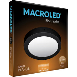 Plafón led MACROLED NPR24WW circular 24w 3000k luz cálida negro