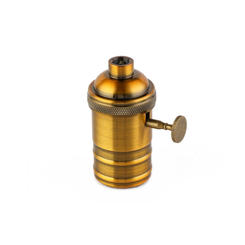 Portalampara de aluminio MACROLED vintage E27 bronce brillante con perilla Portalampara de aluminio MACROLED vintage E27 bronce brillante con perilla