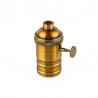 Portalampara de aluminio MACROLED vintage E27 bronce brillante con perilla