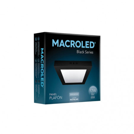 Plafón led MACROLED cuadrado 12w 6000k luz fría negro