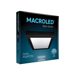 Plafón led MACROLED cuadrado 18w 1620lm 6000k luz fría negro