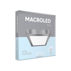 Plafón led MACROLED cuadrado 18w 1620lm 6000k luz fría platil