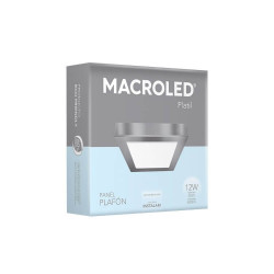 Plafón led MACROLED cuadrado 12w 6000k luz fría platil