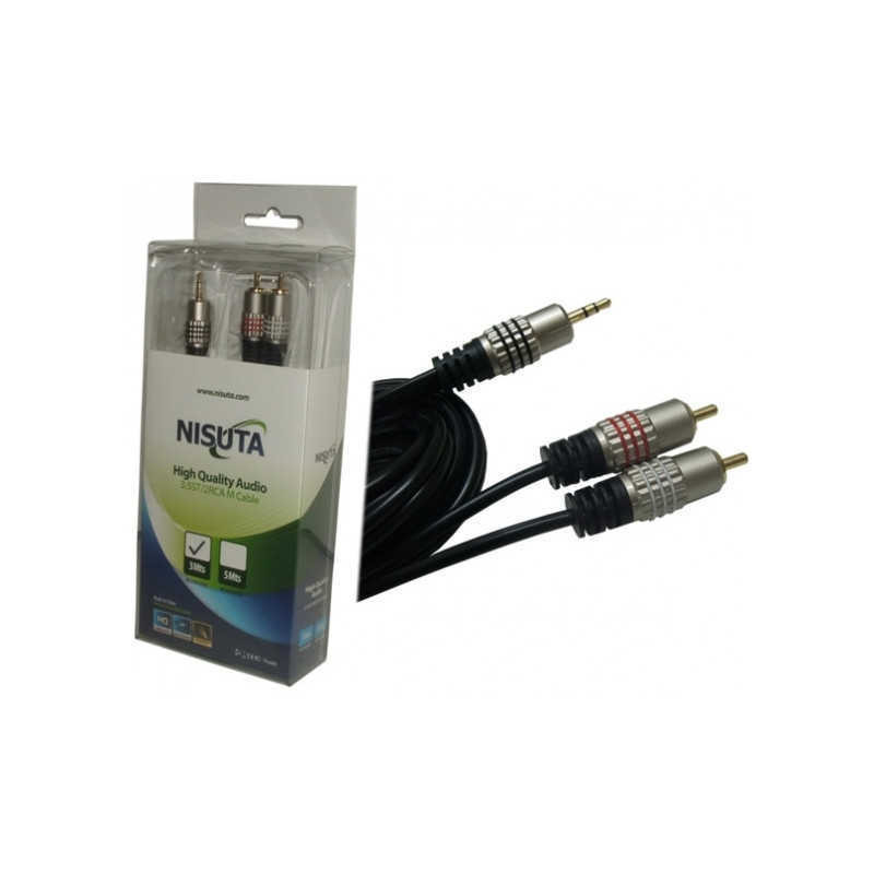 Cable NISUTA para audio 3.5 a 2 RCA 1,8m