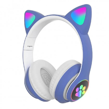 Auricular bluetooth STN-28 con orejas de gato led azul