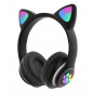 Auricular bluetooth STN-28 con orejas de gato led negro