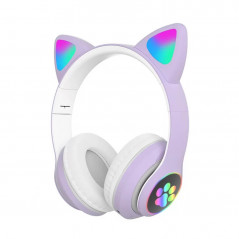 Auricular bluetooth STN-28 con orejas de gato led violeta