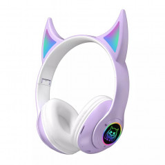 Auricular bluetooth STN-25 con orejas de gato led violeta