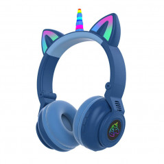 Auricular STN-27 bluetooth unicornio con orejas de gato led azul