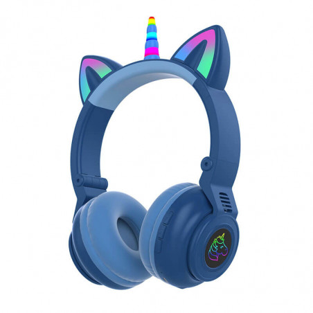 Auricular bluetooth STN-27 unicornio con orejas de gato led azul