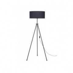 Lampara de pie SAN JUSTO 7810 TAFI trípode metálico negro pantalla tela negra h143cm E27