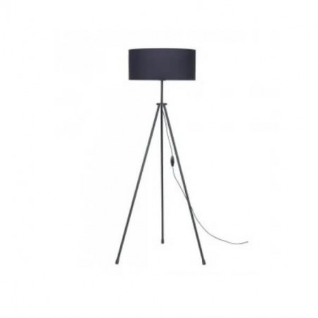 Lampara de pie SAN JUSTO 7810 TAFI trípode metálico negro pantalla tela negra h143cm E27