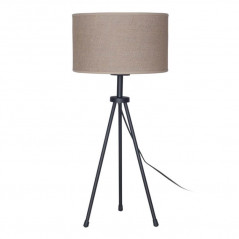 Lampara de mesa SAN JUSTO 7800 TAFI trípode metálico negro pantalla tela gris h56cm E27