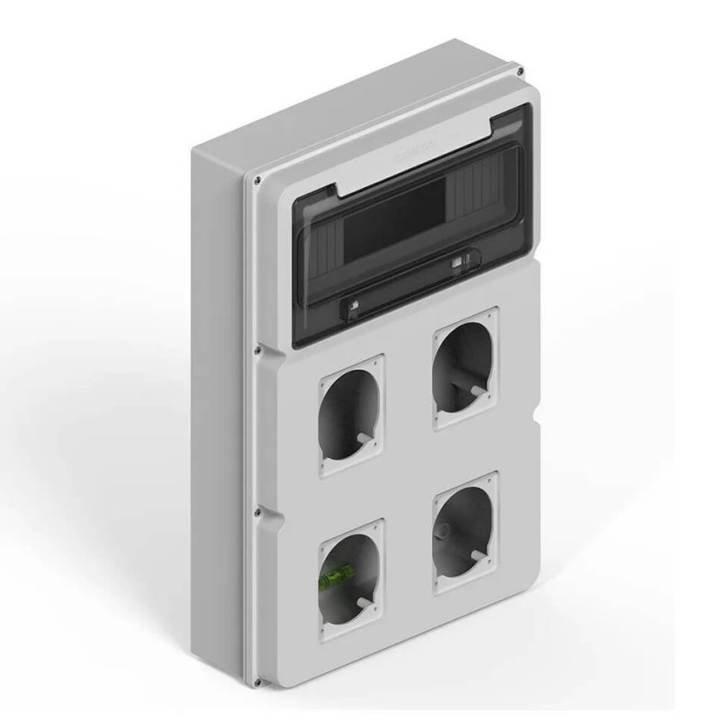 Gabinete pvc estanco SISTELECTRIC Q ENERGY IP65 para 12 módulos + 4 módulos de toma encapsulado