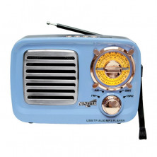 Parlante bluetooth NISUTA NSRV15 radio vintage 3W celeste