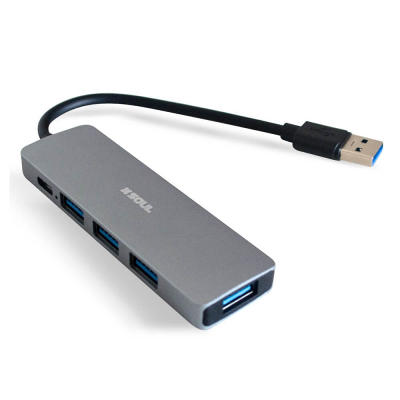 Adaptador USB SOUL MULTI HUB a USB 3.0 x4 + USB-C SOUL