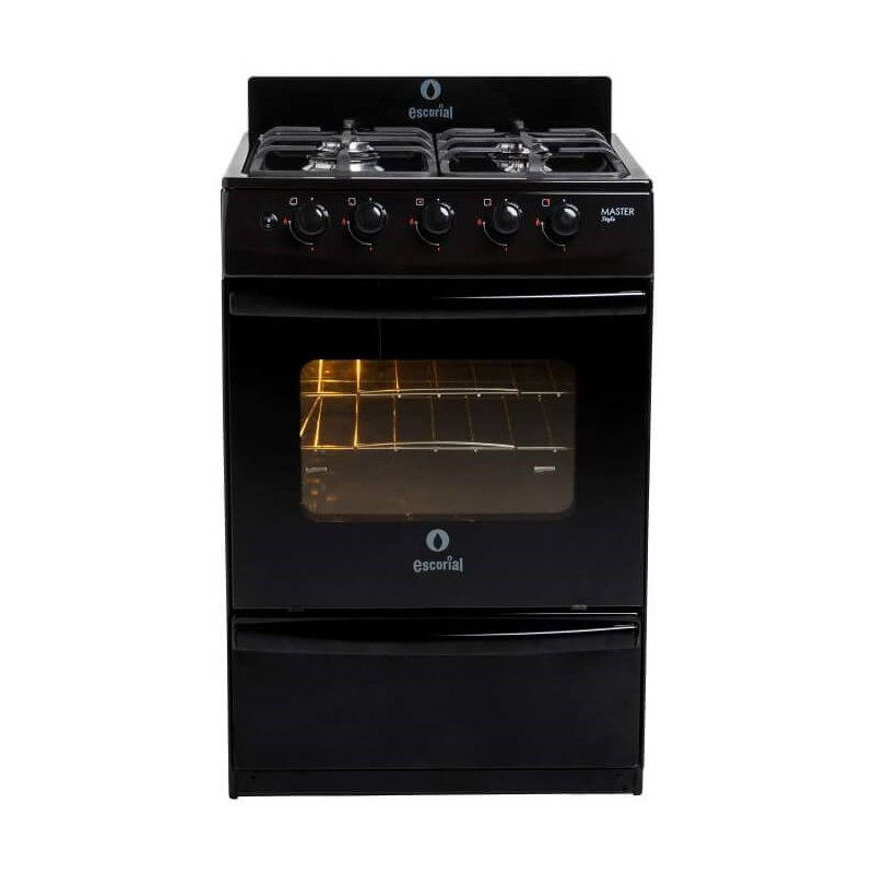 Cocina ESCORIAL MASTER STYLE BLACK Multigas 56cm 4 hornallas negra